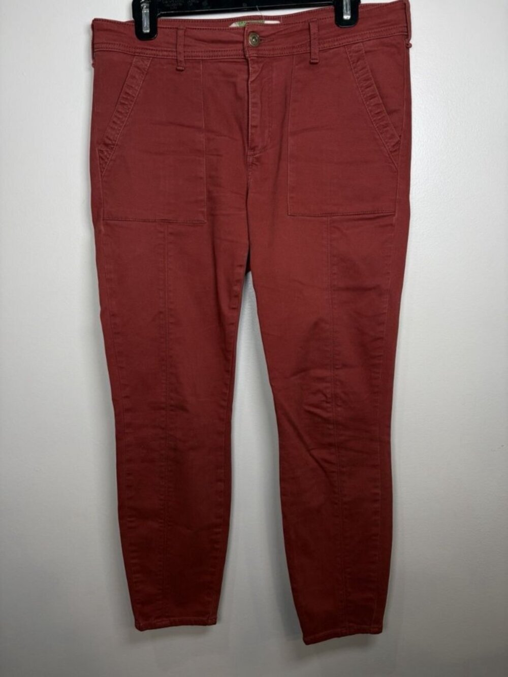 Anthropologie Jefferson Slim Utility Pants Size 30 Dark Red Chino Ankle
